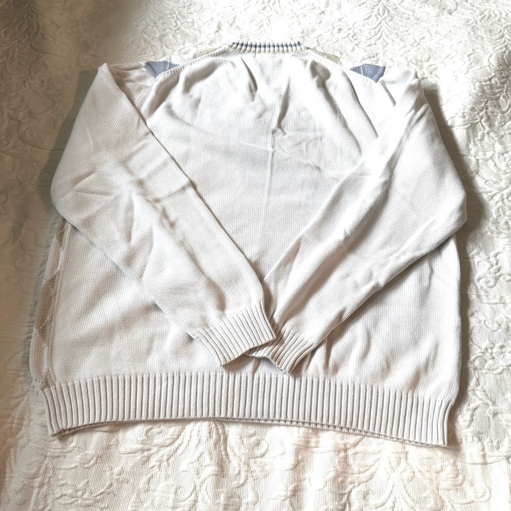 Brooks Brothers V-Neck Argyle Sweater - Blue and Cream - Picture 2 of 6